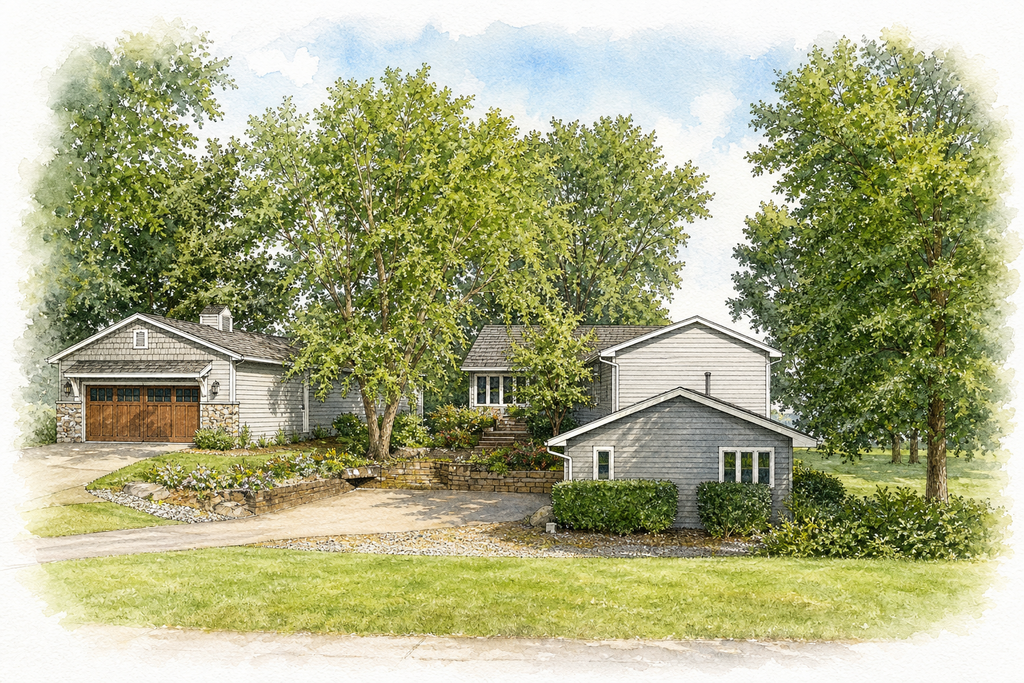 Watercolor portrait of 639 Heinel Dr