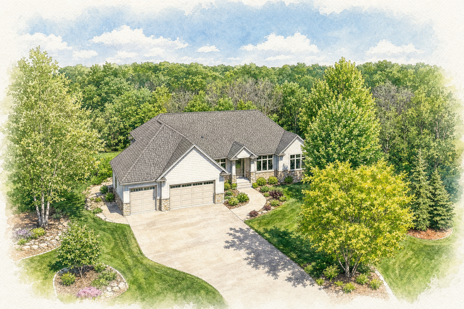 Watercolor portrait of 10941 Woodland Dr N