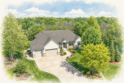 Watercolor portrait of 10941 Woodland Dr N