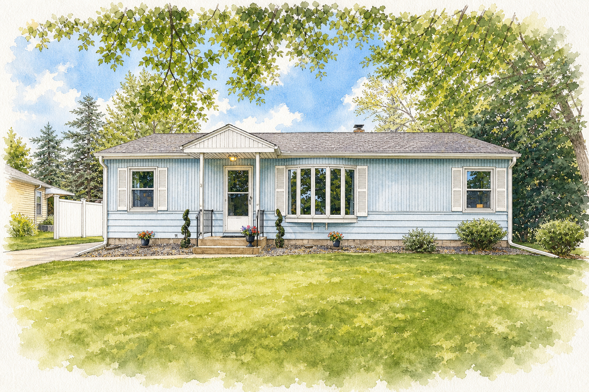 Watercolor portrait of 2968 Asbury St