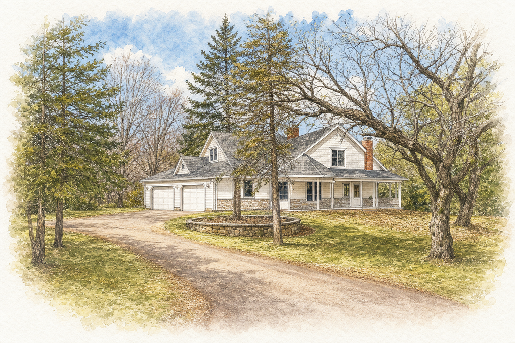 Watercolor portrait of 6325 Wood Hill Ln