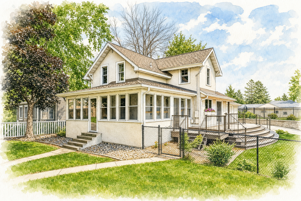 Watercolor portrait of 43 Central Ave W