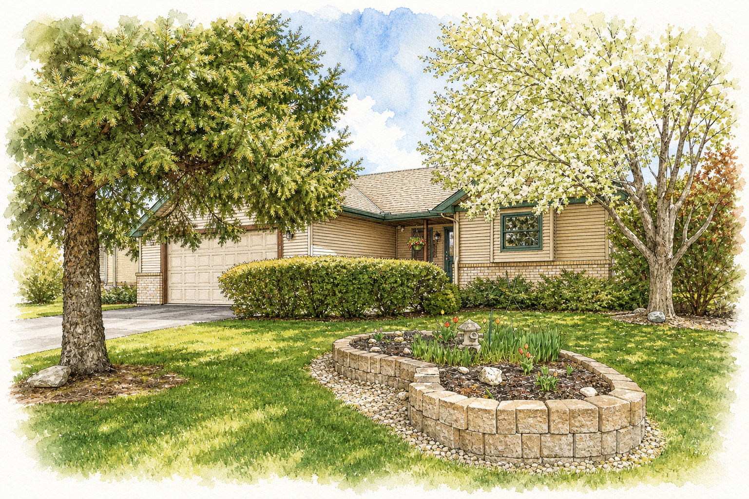 Watercolor portrait of 3110 Bluebell Ave N