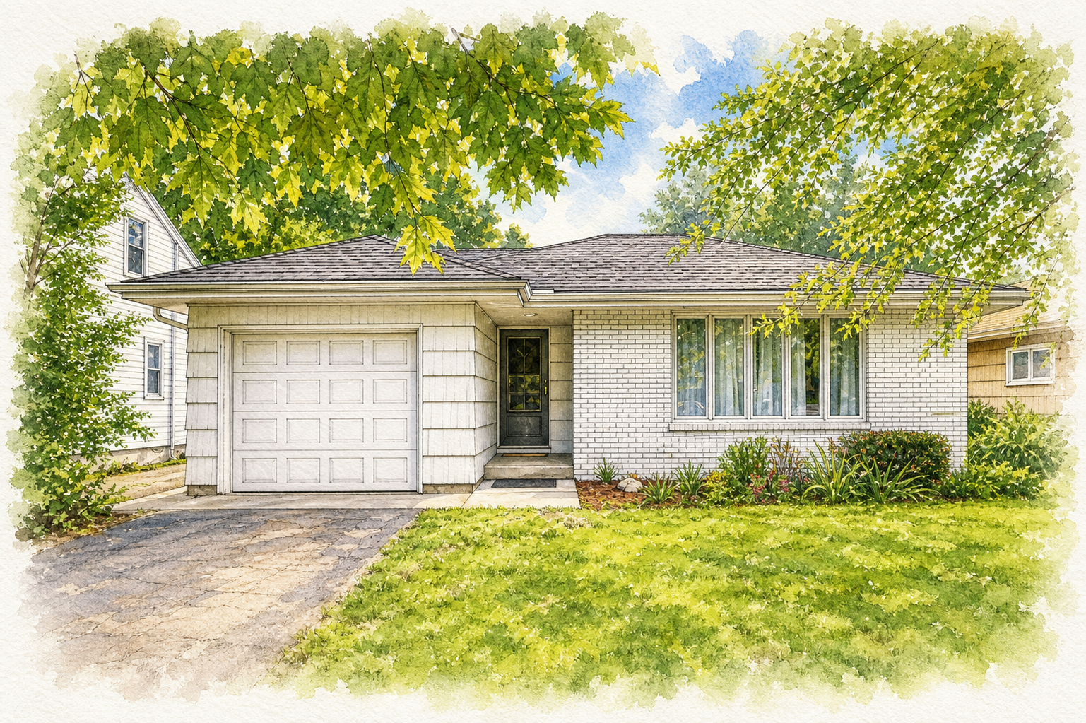 Watercolor portrait of 6328 Tingdale Ave