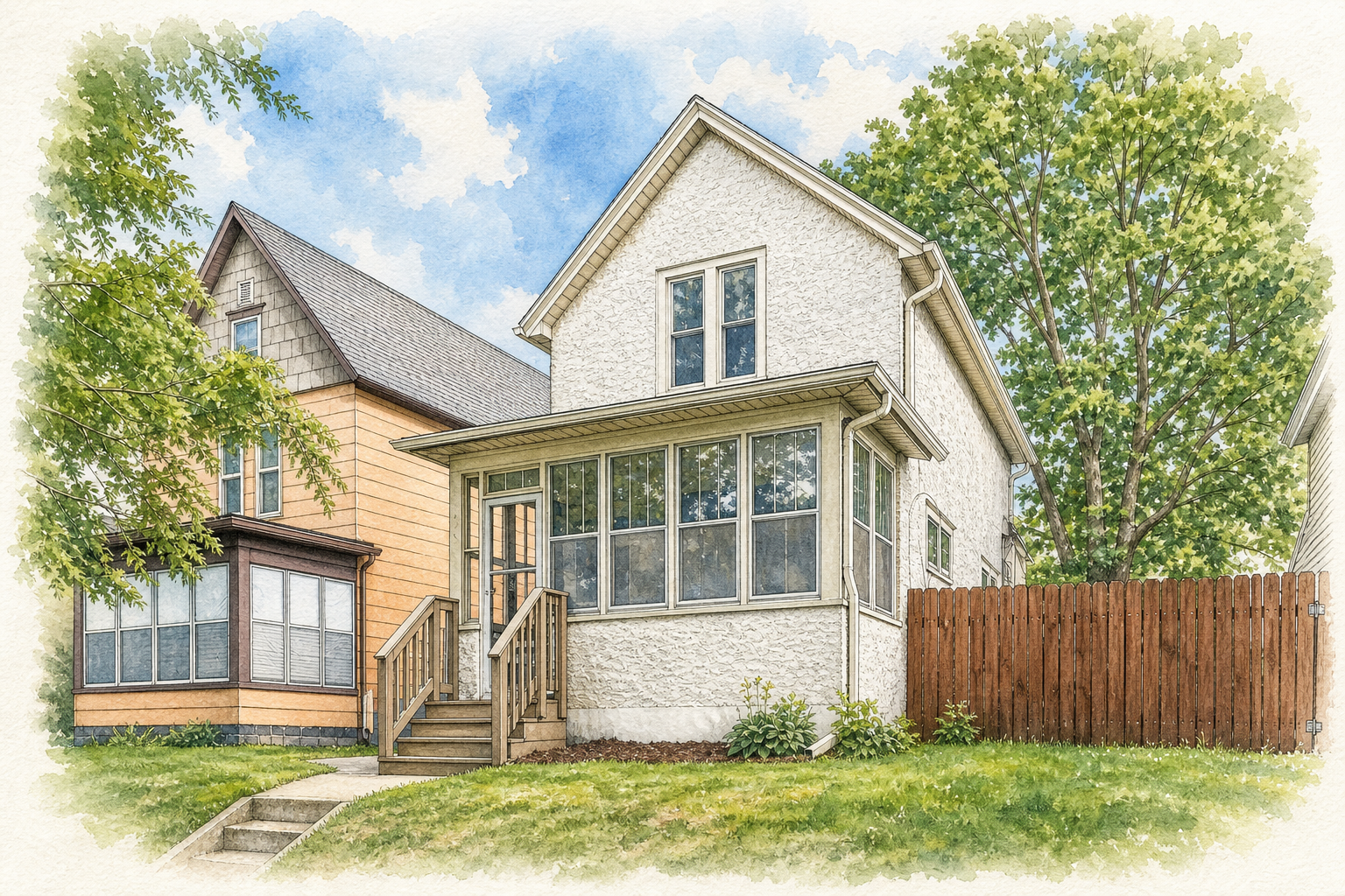 Watercolor portrait of 908 Sherburne Ave