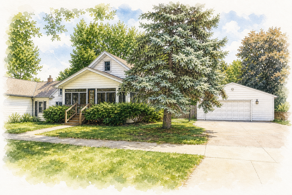 Watercolor portrait of 1194 Farrington St