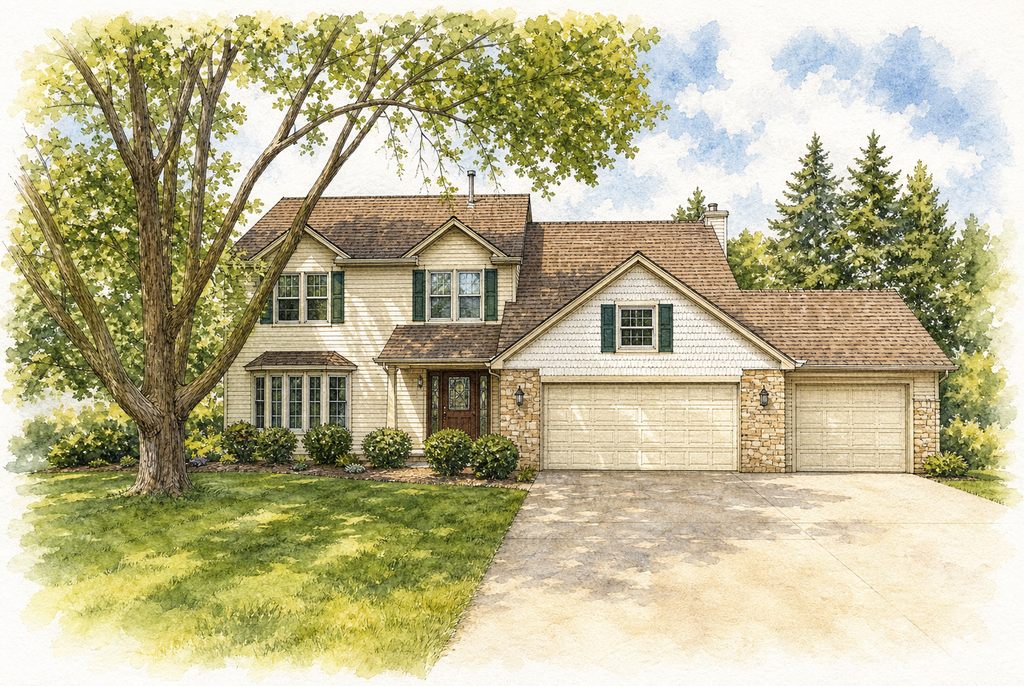 Watercolor portrait of 725 Havenhill Rd