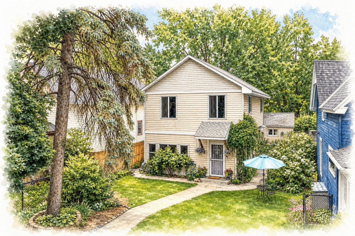 Watercolor portrait of 1776 Minnehaha Ave W