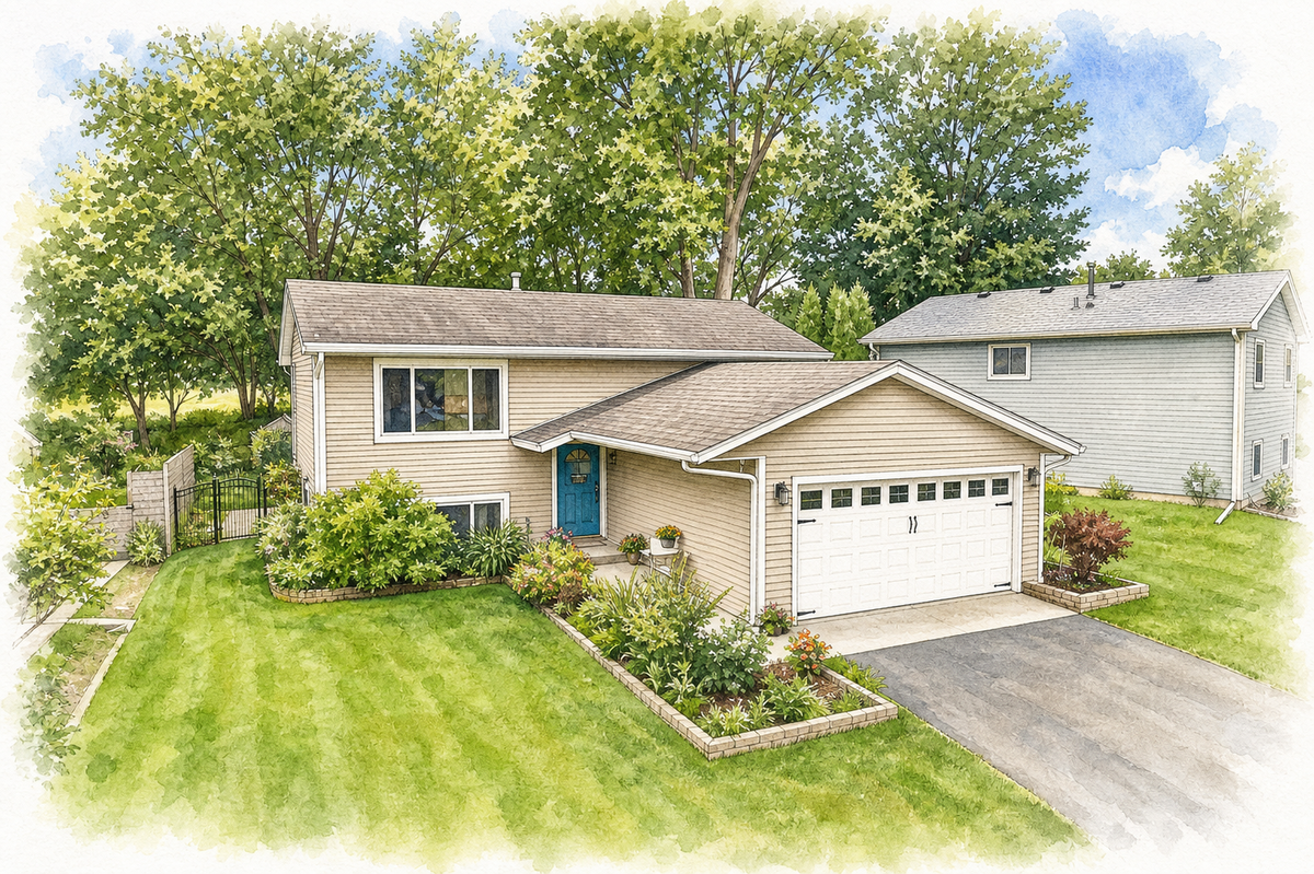 Watercolor portrait of 8430 Hiawatha Ave