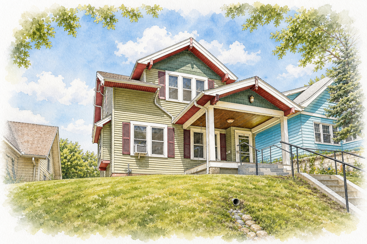 Watercolor portrait of 1037 Burr St