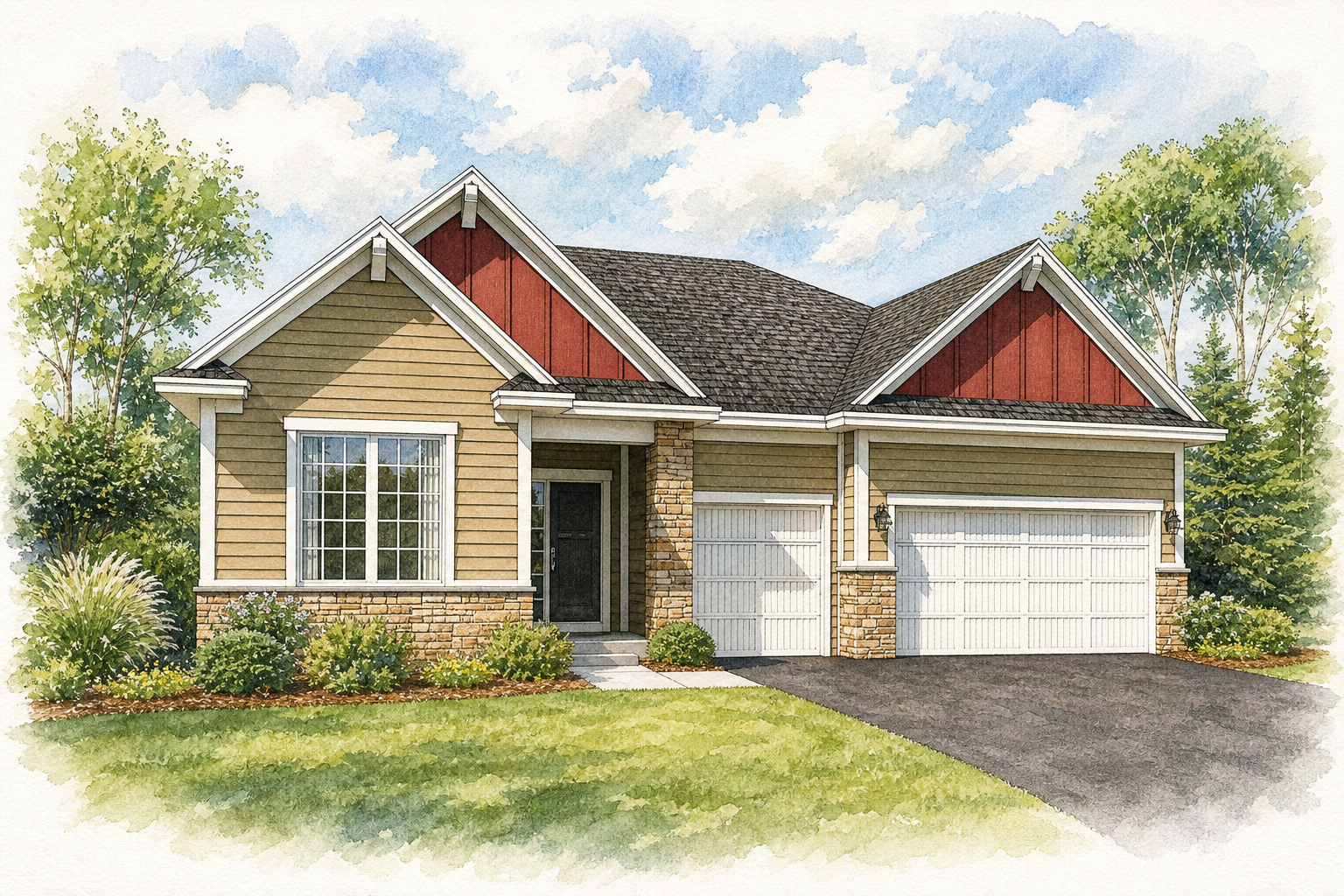 Watercolor portrait of 1936 Sparrow Dr