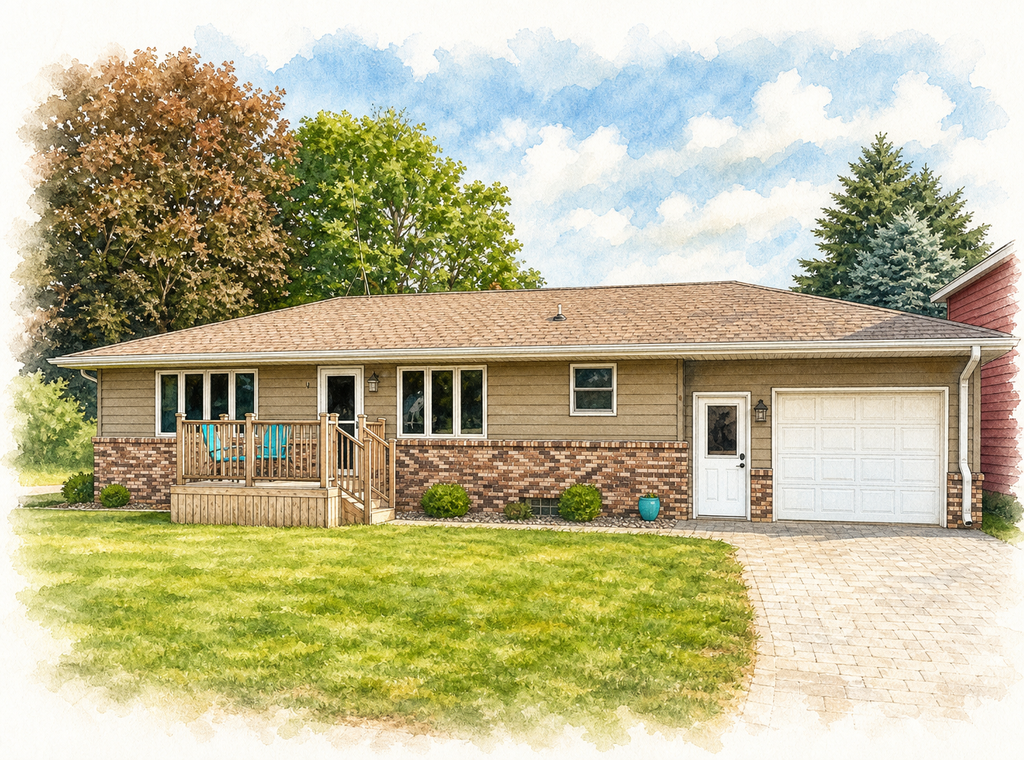 Watercolor portrait of 313 Blue St W