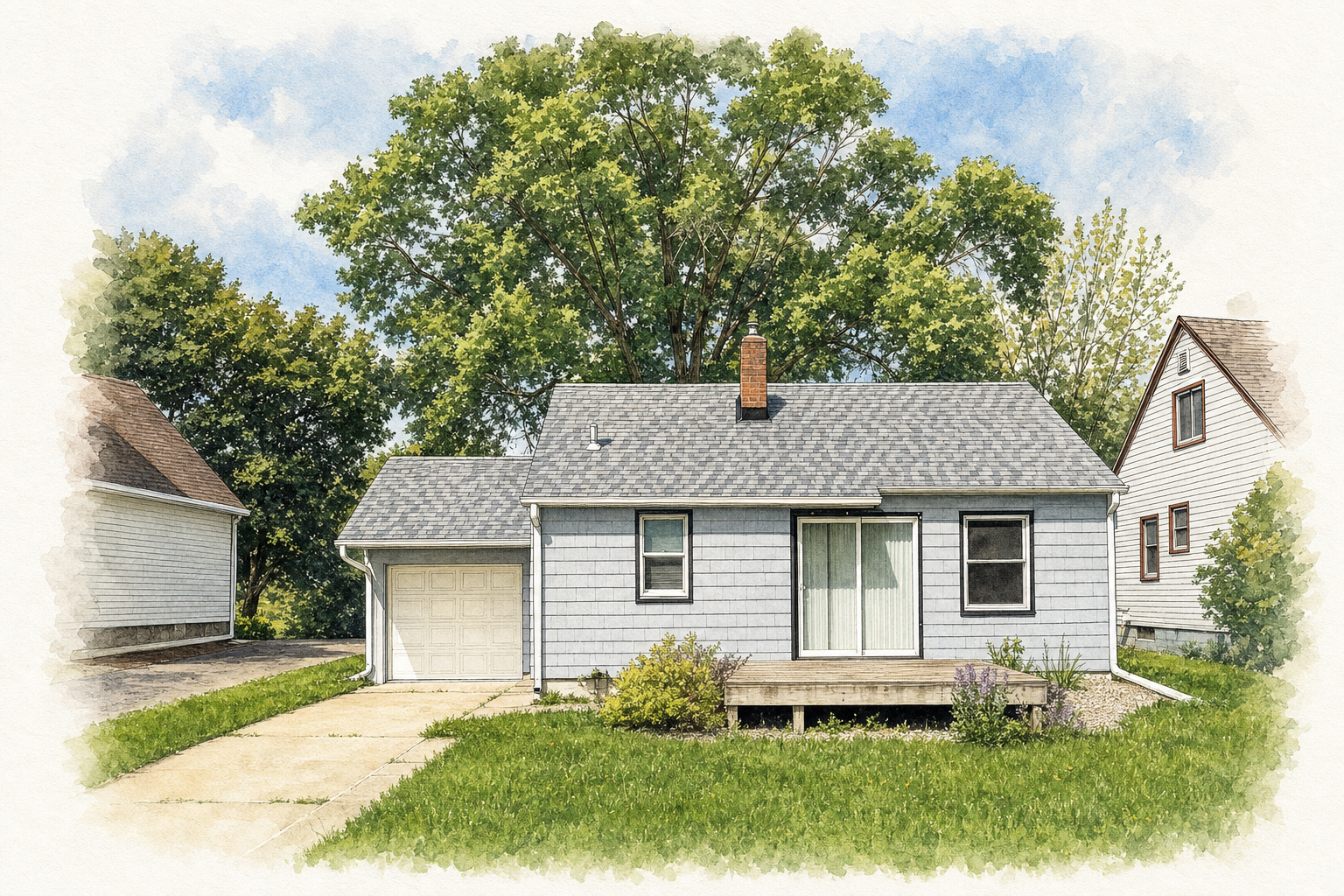 Watercolor portrait of 640 Mowbray St