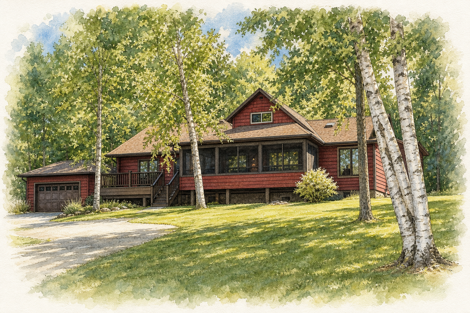 Watercolor portrait of 1885 Everett Bay Rd N