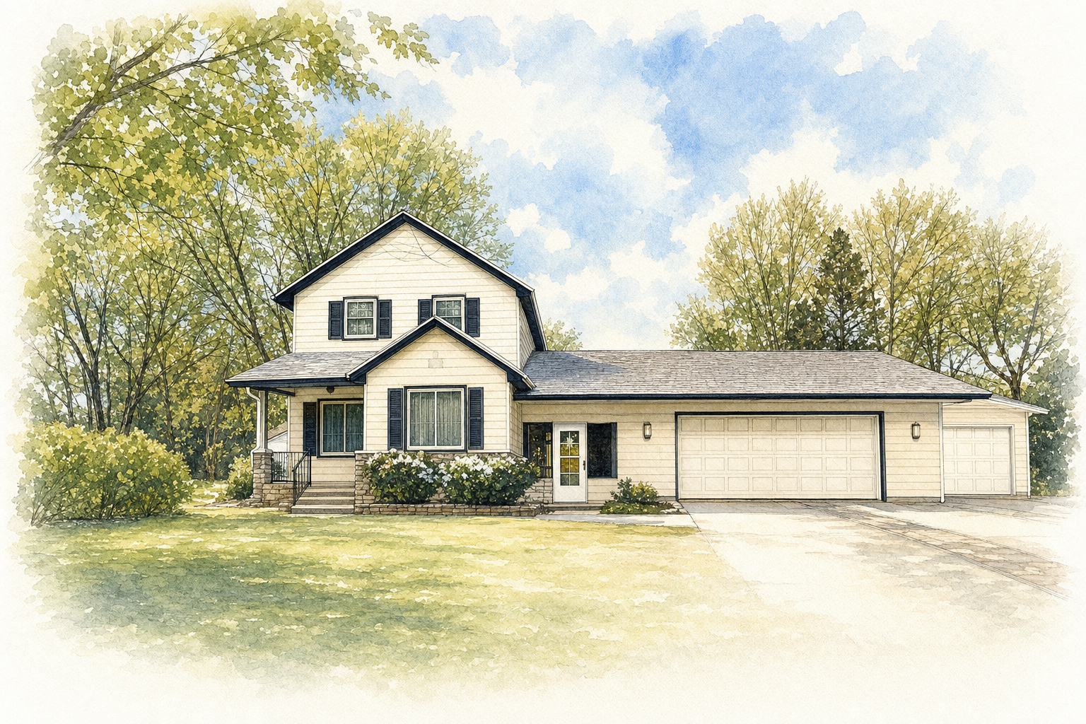 Watercolor portrait of 1705 Doddridge Ave