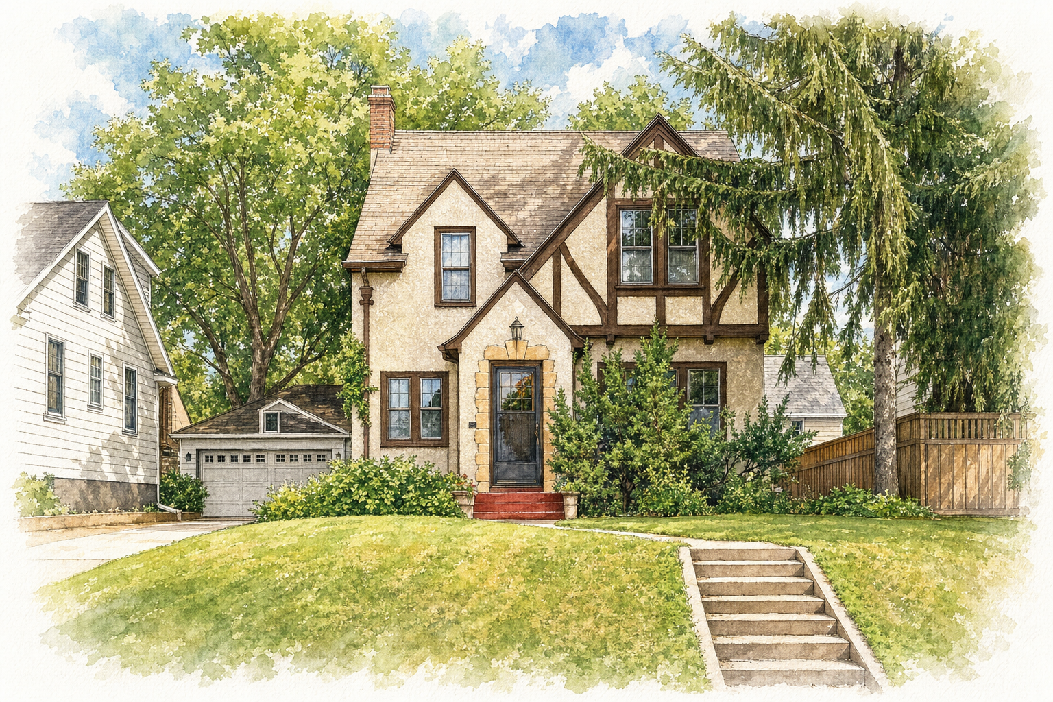 Watercolor portrait of 2406 W 54th St