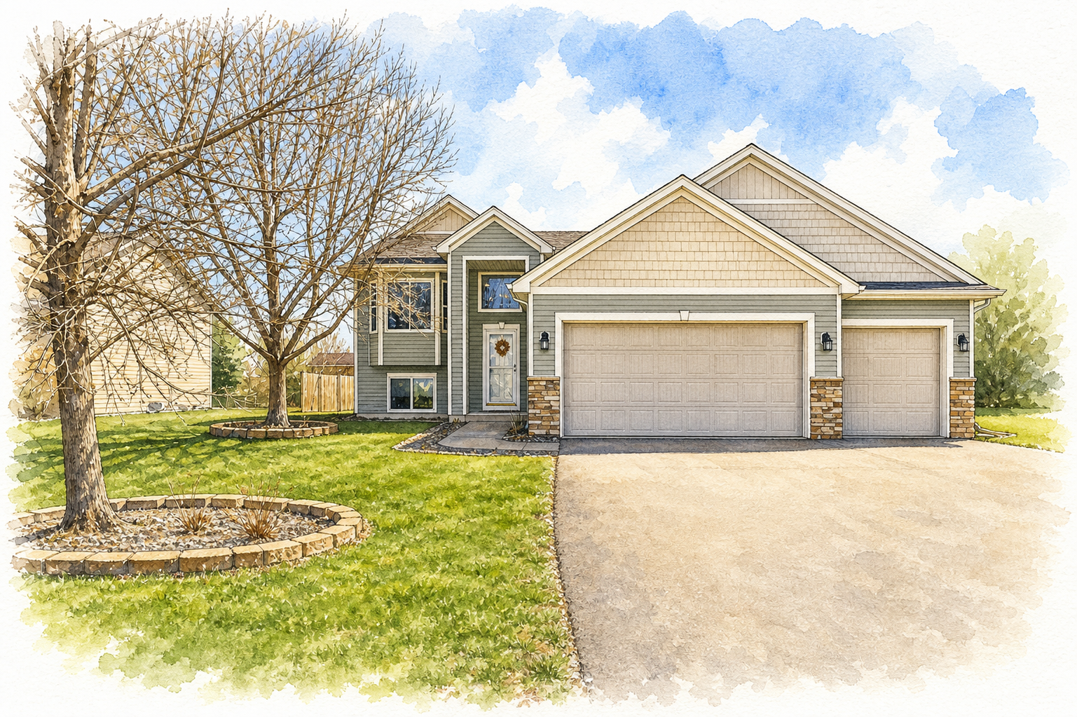 Watercolor portrait of 624 Emerson Ave N