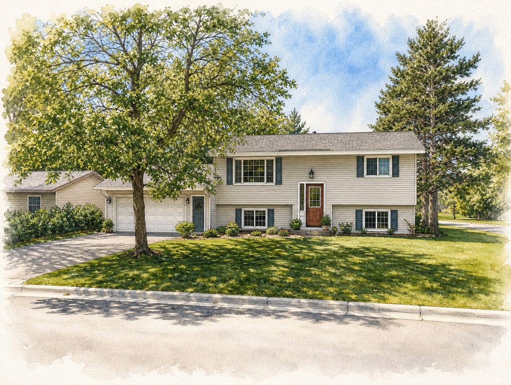 Watercolor portrait of 251 Highland St W