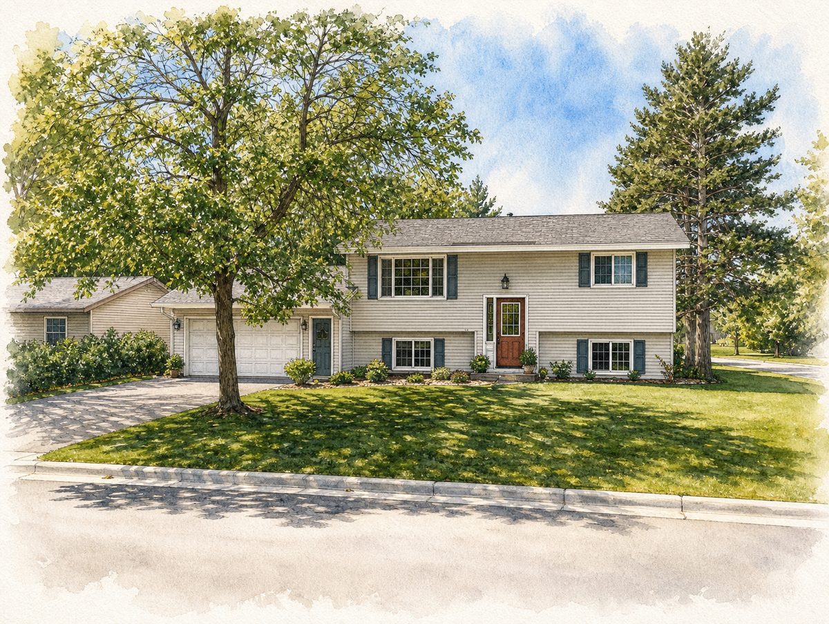 Watercolor portrait of 251 Highland St W