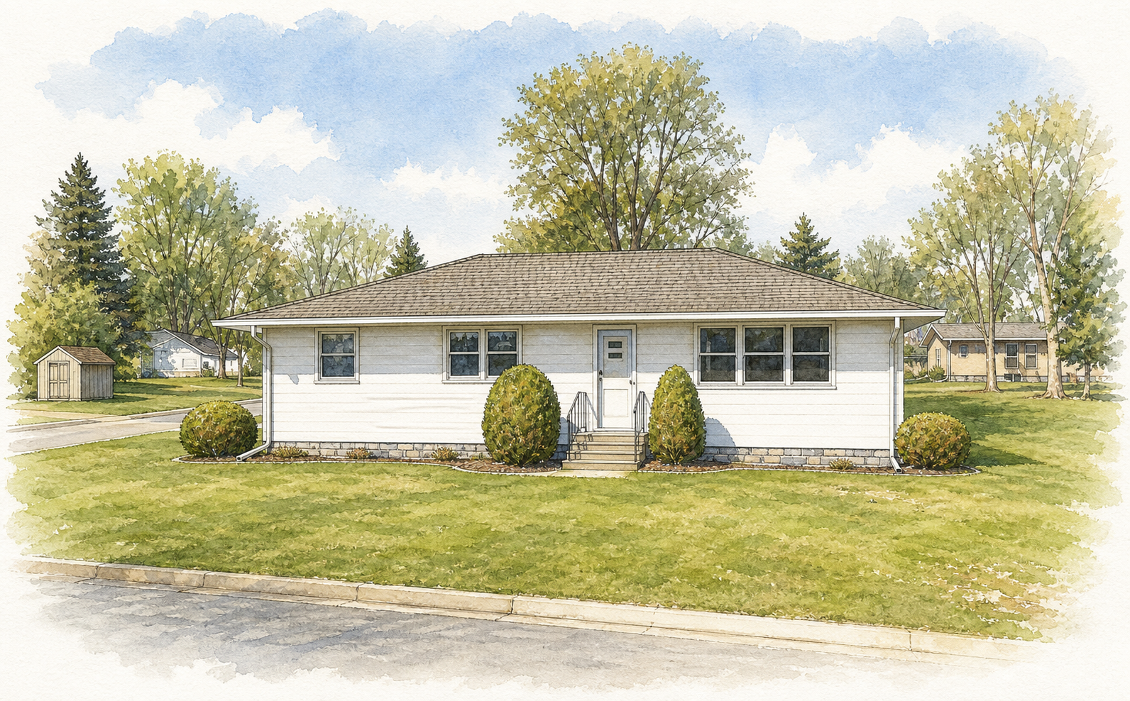 Watercolor portrait of 503 2nd Ave NW