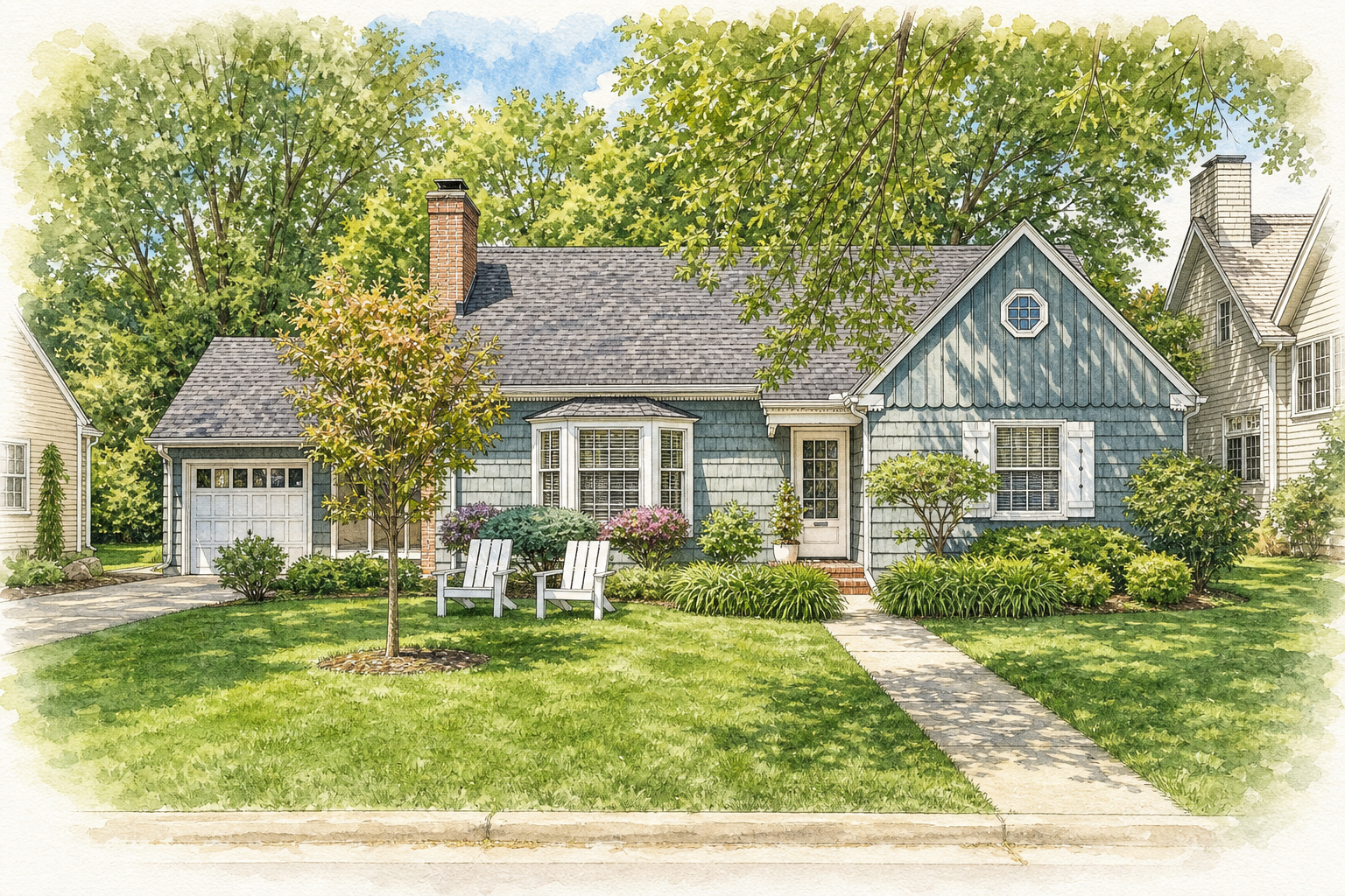 Watercolor portrait of 5116 Indianola Ave