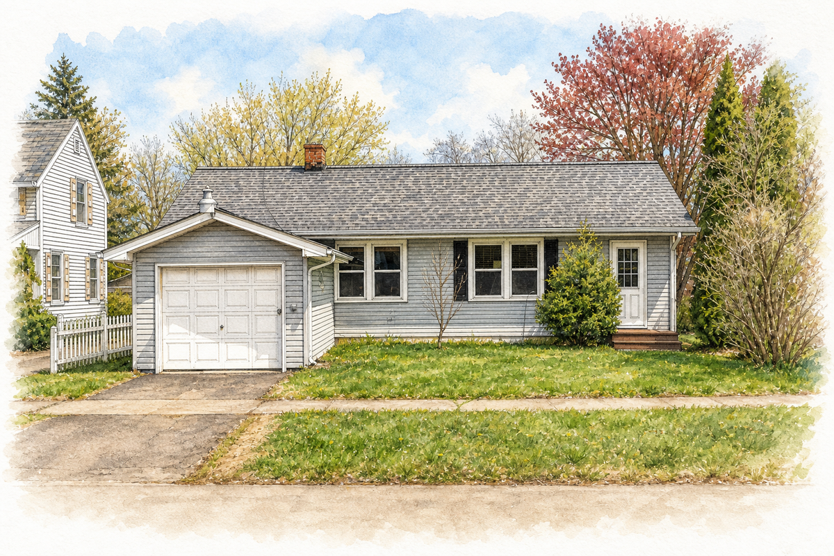 Watercolor portrait of 413 Carlton Ave W