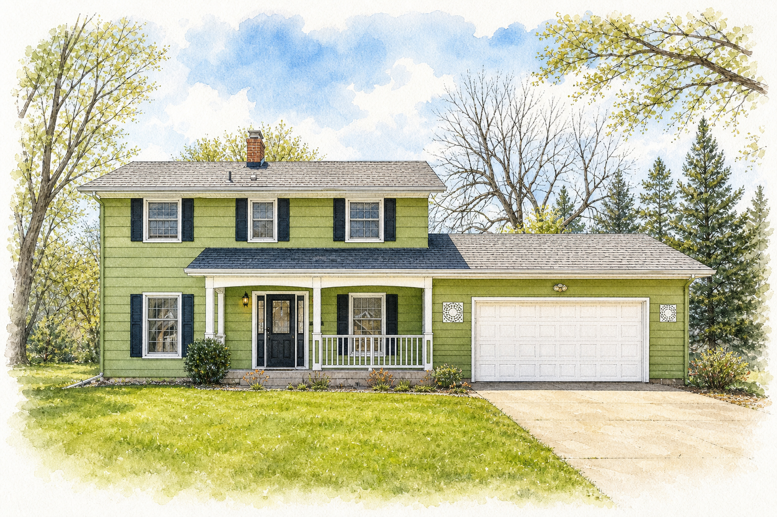 Watercolor portrait of 610 3rd Ave SW