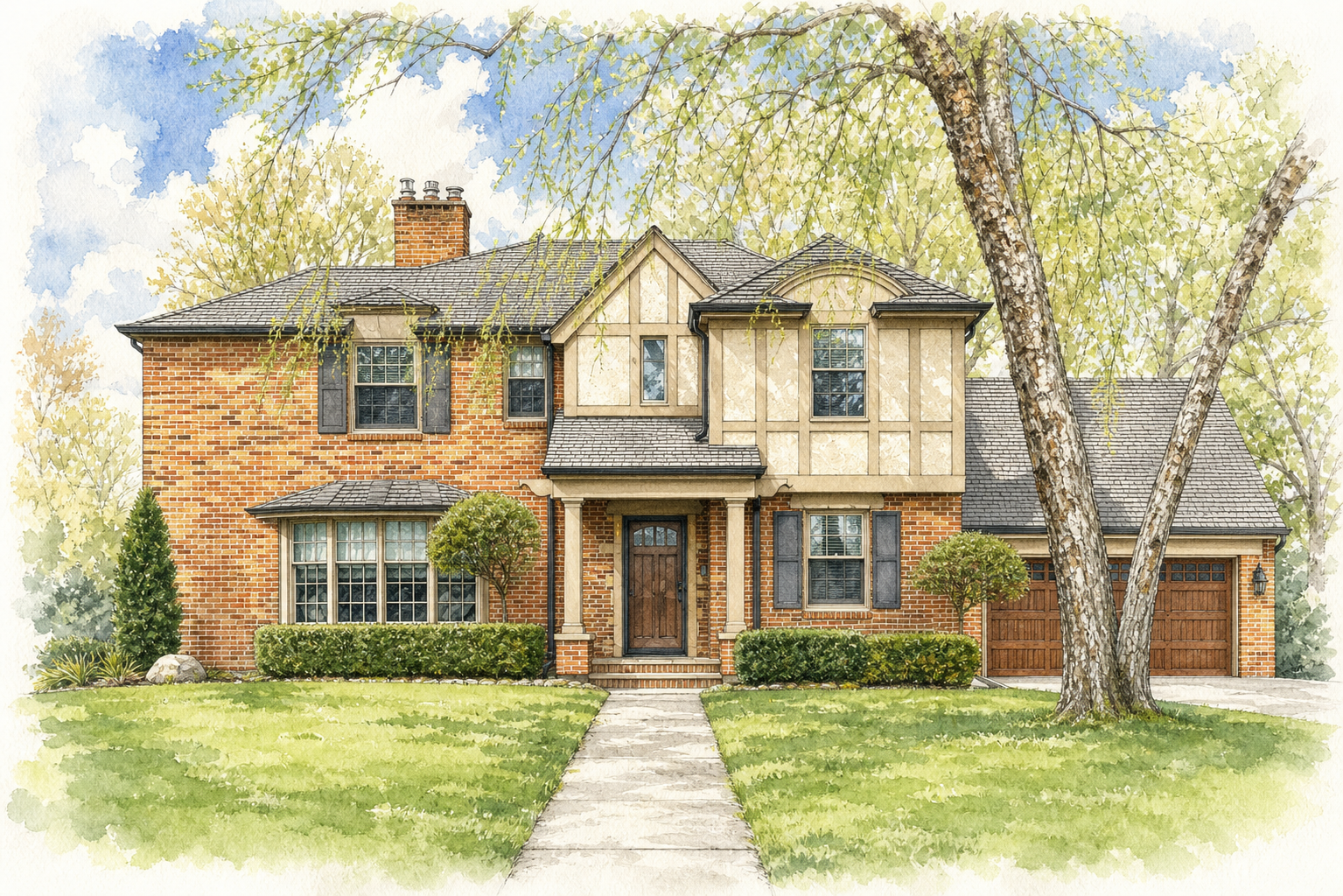 Watercolor portrait of 4610 Wooddale Ave