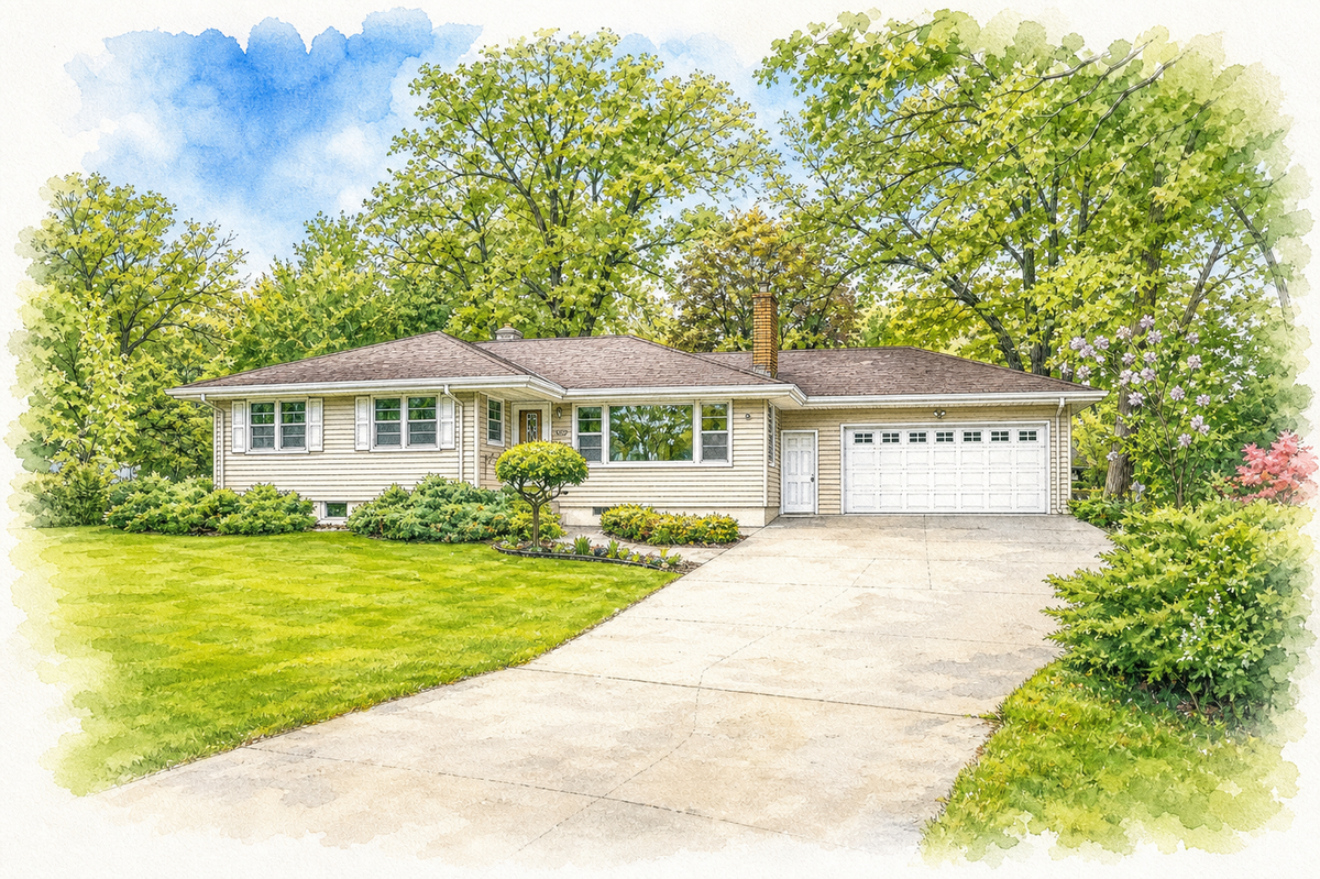 Watercolor portrait of 1638 Glenview Ct