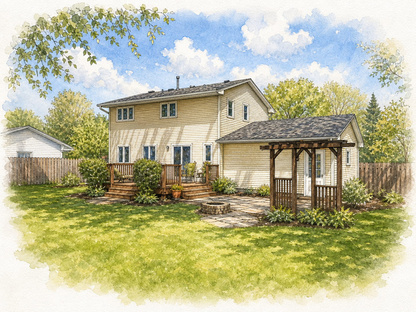 Watercolor portrait of 6149 Oakwood Rd