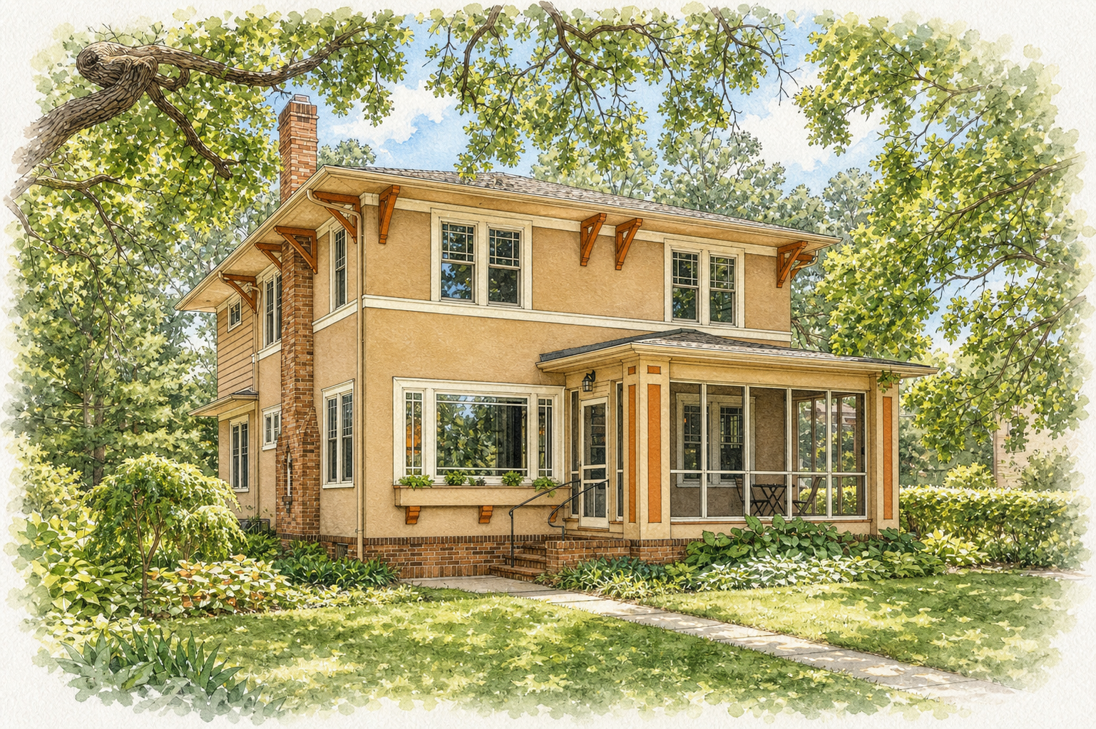 Watercolor portrait of 3015 E Minnehaha Pkwy
