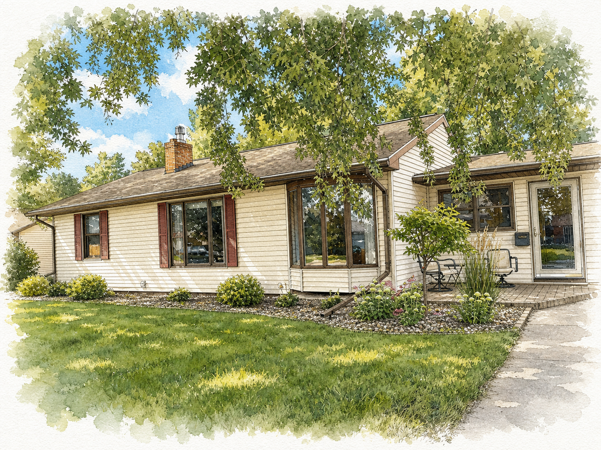 Watercolor portrait of 302 E Oak Ave