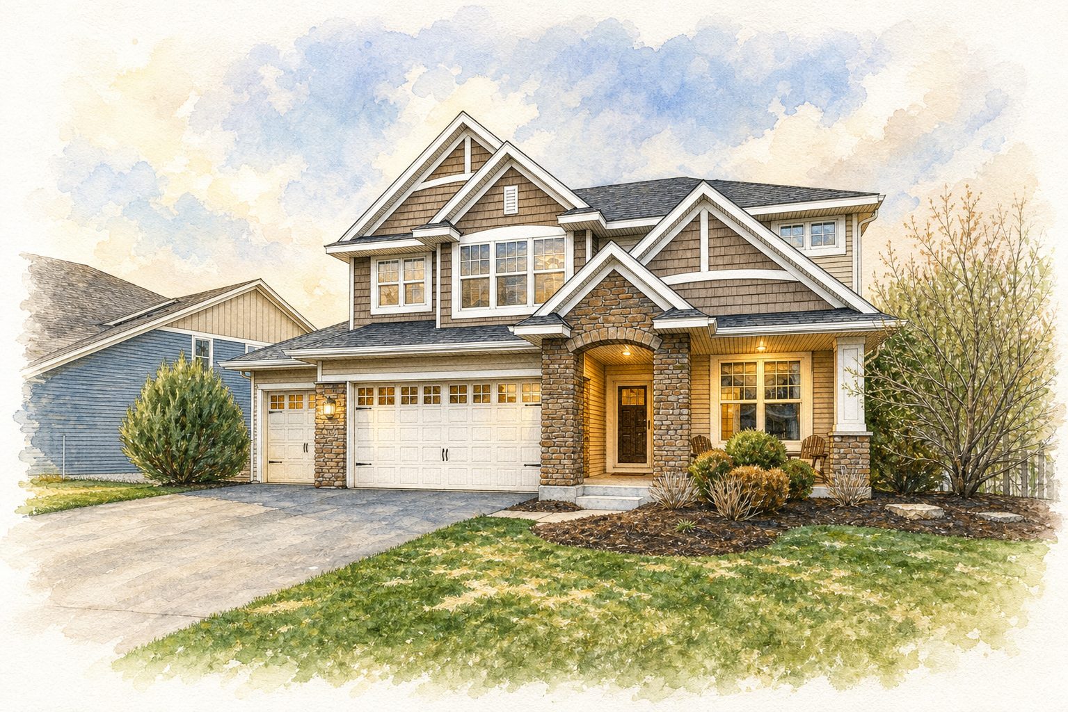 Watercolor portrait of 2920 White Pine Way